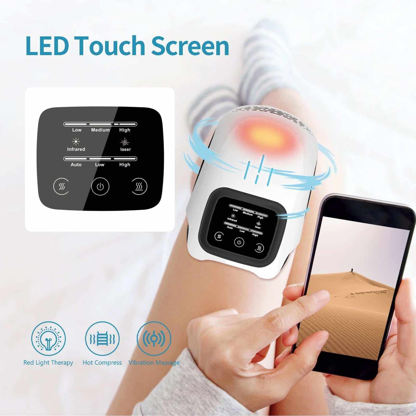 Intelligent home use electric kneading knee massager with heating and vibration for pain relief
