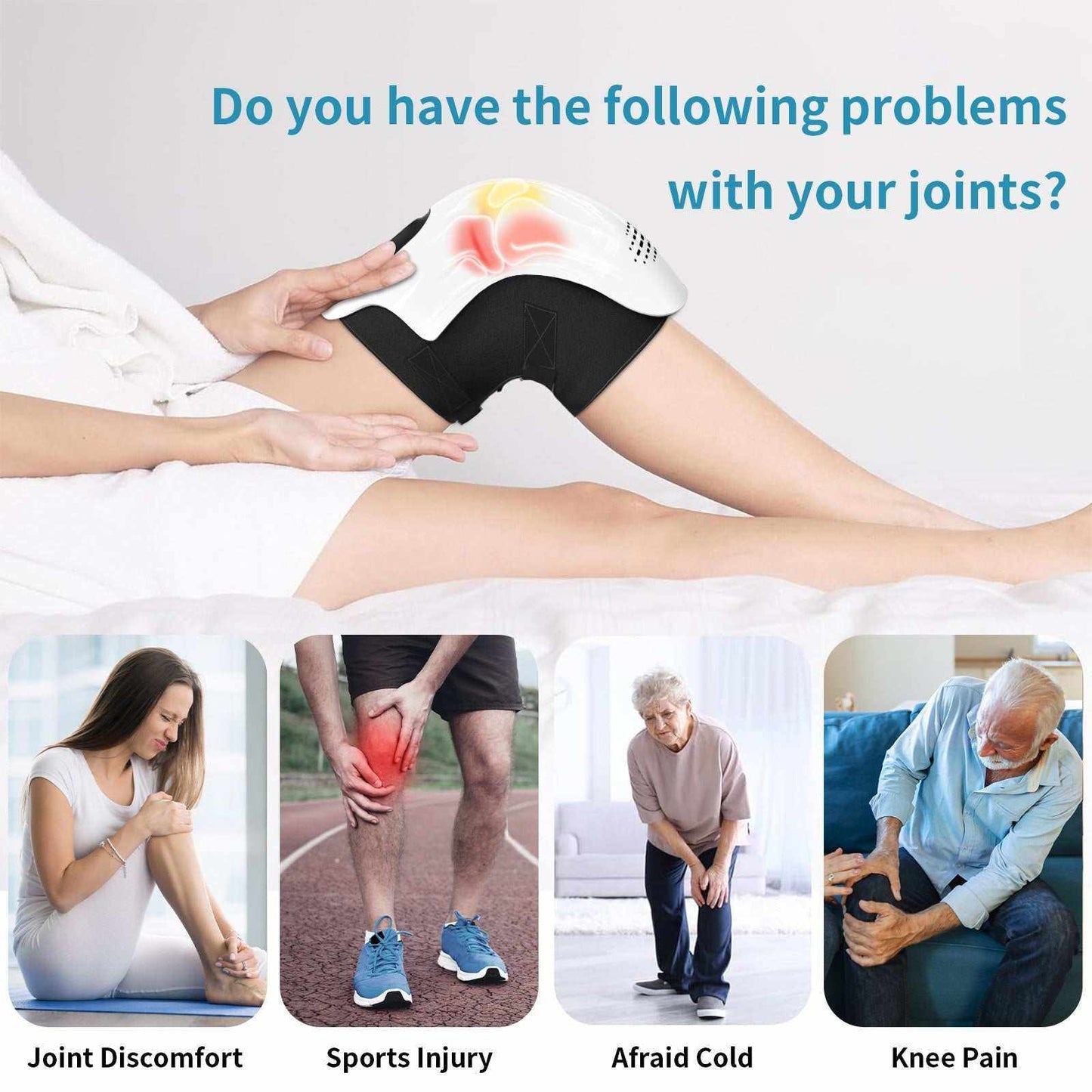 Intelligent home use electric kneading knee massager with heating and vibration for pain relief